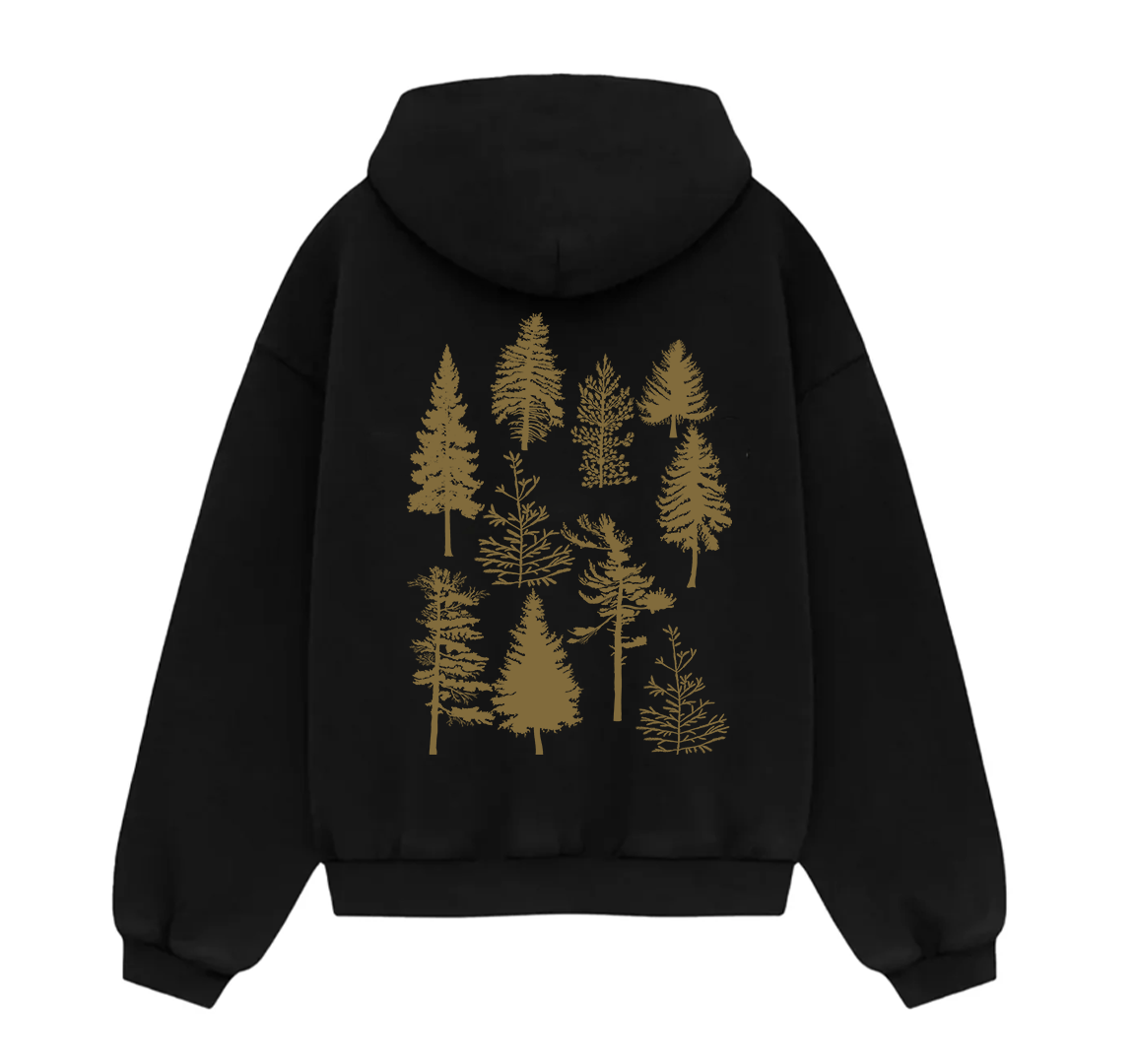 Tree Block Black Hoodie